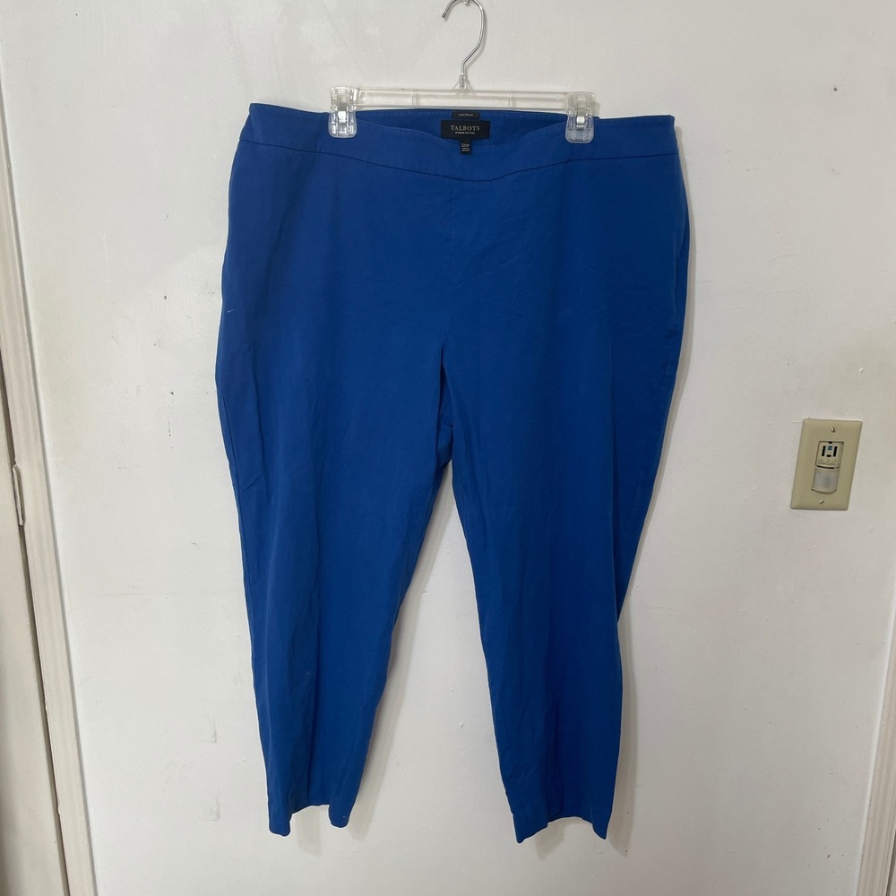 Talbots Chatham Ankle Pants Royal Blue Side‎ Zip Straight Leg 22WP Plus Petite
